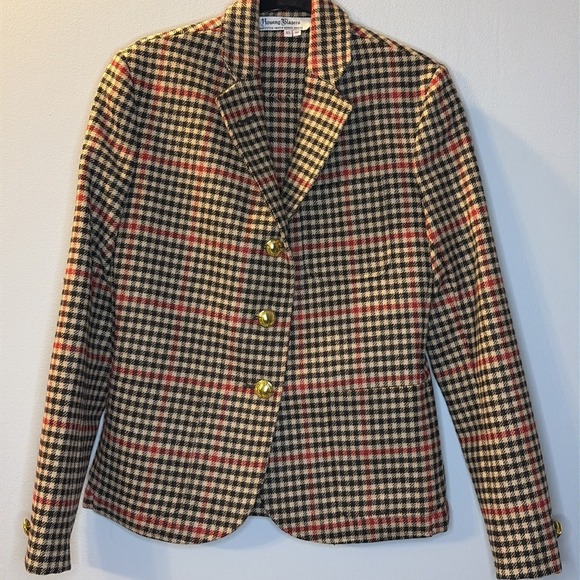 Rowing Blazers Jackets & Blazers - Rowing Blazers Tweed Herringbone Gun Check Preppy 100% Wool XS Womens Blazer